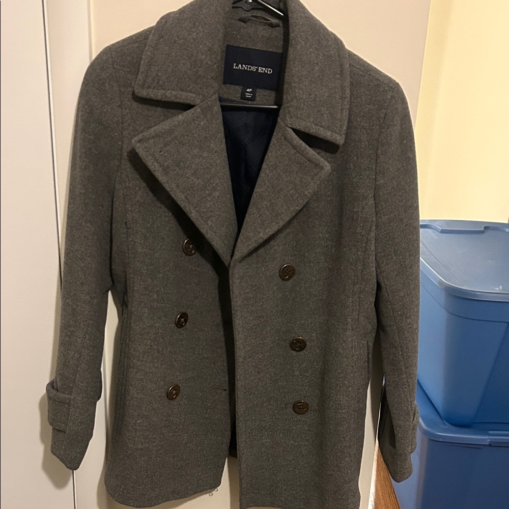 Lands' End women’s Charcoal Pea Coat
